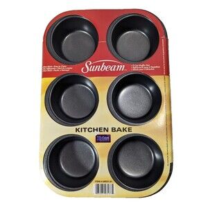Sunbeam Muffin Bake Tin 6 Cup Cupcake Pan Non-Stick Kitchen Bakeware Ovenware